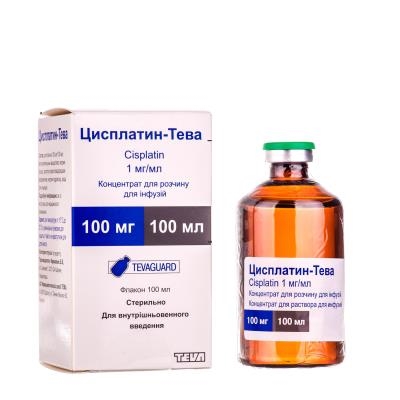 ЦИСПЛАТИН-ТЕВА концентрат для розчину для інфузій, 1 мг/мл по 100 мл у флаконі; по 1 флакону у пачці